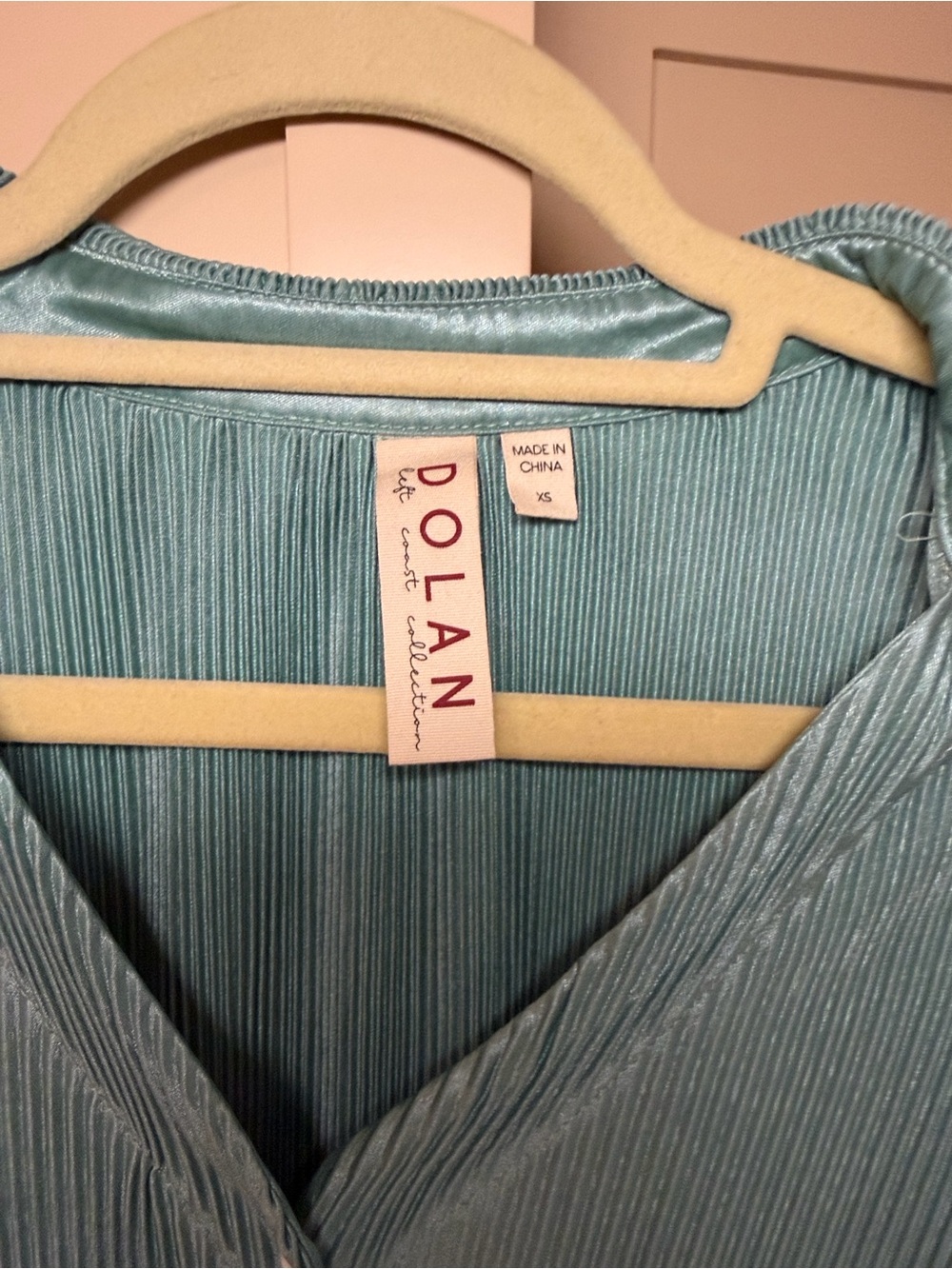 dolan Light Blue Ribbed Button-Down Shirt with Ruffle Trim - Picture 2 of 7